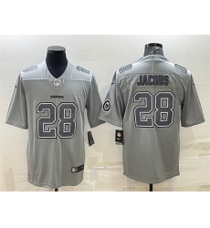 Men Las Vegas Raiders 28 Josh Jacobs Grey Atmosphere Fashion With Patch Stitched Jersey Men Las Vegas Raiders 28 Josh Jacobs Grey Atmosphere Fashion With Patch Stitched Jersey