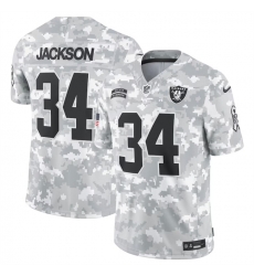 Men Las Vegas Raiders 34 Bo Jackson 2024 Arctic Camo Salute To Service Limited Stitched Football Jersey Men Las Vegas Raiders 34 Bo Jackson 2024 Arctic Camo Salute To Service Limited Stitched Football Jersey
