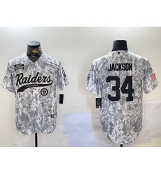Men Las Vegas Raiders 34 Bo Jackson 2024 Arctic Camo Salute To Service Stitched Baseball Jersey 3 Men Las Vegas Raiders 34 Bo Jackson 2024 Arctic Camo Salute To Service Stitched Baseball Jersey 3