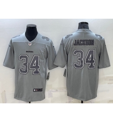 Men Las Vegas Raiders 34 Bo Jackson Grey Atmosphere Fashion Stitched Jersey Men Las Vegas Raiders 34 Bo Jackson Grey Atmosphere Fashion Stitched Jersey