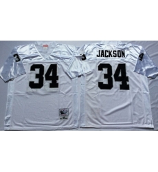 Men Las Vegas Raiders 34 Bo Jackson White M&N Throwback Jersey Men Las Vegas Raiders 34 Bo Jackson White M&N Throwback Jersey