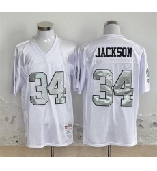 Men Las Vegas Raiders 34 Bo Jackson White Throwback Stitched Football Jersey Men Las Vegas Raiders 34 Bo Jackson White Throwback Stitched Football Jersey