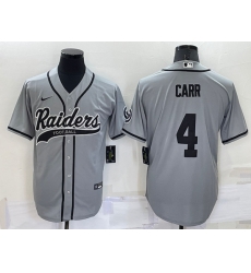 Men Las Vegas Raiders 4 Derek Carr Grey Cool Base Stitched Baseball Jersey Men Las Vegas Raiders 4 Derek Carr Grey Cool Base Stitched Baseball Jersey