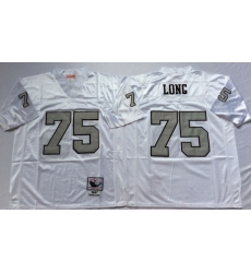 Men Las Vegas Raiders 75 Howie Long White Silver M&N Throwback Jersey Men Las Vegas Raiders 75 Howie Long White Silver M&N Throwback Jersey