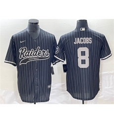 Men Las Vegas Raiders 8 Josh Jacobs Black Cool Base Stitched Baseball Jerseys Men Las Vegas Raiders 8 Josh Jacobs Black Cool Base Stitched Baseball Jerseys