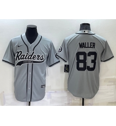Men Las Vegas Raiders 83 Darren Waller Grey Cool Base Stitched Baseball Jersey Men Las Vegas Raiders 83 Darren Waller Grey Cool Base Stitched Baseball Jersey