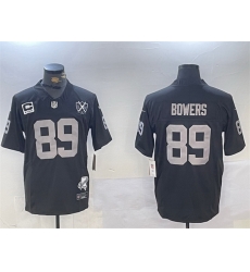 Men Las Vegas Raiders 89 Brock Bowers Black 2024 F U S E With Nevada Silver Stat Patch And 65th Anniversary Patch 4 Star C Patch Stitched Football Jersey Men Las Vegas Raiders 89 Brock Bowers Black 2024 F U S E With Nevada Silver Stat Patch And 65th Anniversary Patch 4 Star C Patch Stitched Football Jersey
