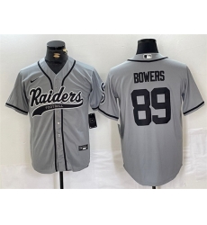 Men Las Vegas Raiders 89 Brock Bowers Grey Cool Base Stitched Baseball Jersey Men Las Vegas Raiders 89 Brock Bowers Grey Cool Base Stitched Baseball Jersey