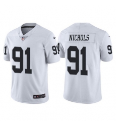 Men Las Vegas Raiders 91 Bilal Nichols White Vapor Limited Stitched Jersey Men Las Vegas Raiders 91 Bilal Nichols White Vapor Limited Stitched Jersey
