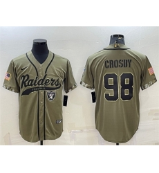 Men Las Vegas Raiders 98 Maxx Crosby 2022 Olive Salute To Service Cool Base Stitched Baseball Jersey Men Las Vegas Raiders 98 Maxx Crosby 2022 Olive Salute To Service Cool Base Stitched Baseball Jersey