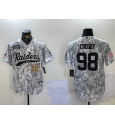 Men Las Vegas Raiders 98 Maxx Crosby 2024 Arctic Camo Salute To Service Stitched Baseball Jersey 1 Men Las Vegas Raiders 98 Maxx Crosby 2024 Arctic Camo Salute To Service Stitched Baseball Jersey 1