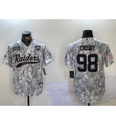 Men Las Vegas Raiders 98 Maxx Crosby 2024 Arctic Camo Salute To Service Stitched Baseball Jersey 2 Men Las Vegas Raiders 98 Maxx Crosby 2024 Arctic Camo Salute To Service Stitched Baseball Jersey 2