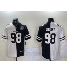 Men Las Vegas Raiders 98 Maxx Crosby Black 26 White Split With 65th Anniversary Patch Vapor Limited Stitched Jersey 1 Men Las Vegas Raiders 98 Maxx Crosby Black 26 White Split With 65th Anniversary Patch Vapor Limited Stitched Jersey 1