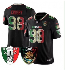 Men Las Vegas Raiders 98 Maxx Crosby Black F U S E Mexico With Patch Vapor Stitched Football Jersey Men Las Vegas Raiders 98 Maxx Crosby Black F U S E Mexico With Patch Vapor Stitched Football Jersey