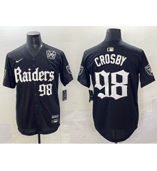 Men Las Vegas Raiders 98 Maxx Crosby Black Gothic Sin City Shadows Edition With 65th Anniversary Patch Vapor Limited Stitched Baseball Jersey