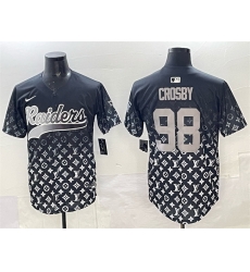 Men Las Vegas Raiders 98 Maxx Crosby Black Limited Stitched Baseball Jersey Men Las Vegas Raiders 98 Maxx Crosby Black Limited Stitched Baseball Jersey