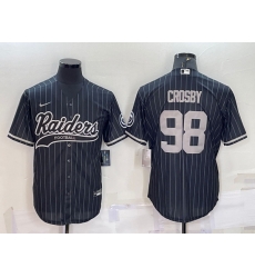 Men Las Vegas Raiders 98 Maxx Crosby Black With Patch Cool Base Stitched Baseball Jersey Men Las Vegas Raiders 98 Maxx Crosby Black With Patch Cool Base Stitched Baseball Jersey
