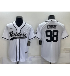 Men Las Vegas Raiders 98 Maxx Crosby White Cool Base Stitched Baseball Jersey Men Las Vegas Raiders 98 Maxx Crosby White Cool Base Stitched Baseball Jersey