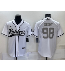 Men Las Vegas Raiders 98 Maxx Crosby White Grey Cool Base Stitched Baseball Jersey Men Las Vegas Raiders 98 Maxx Crosby White Grey Cool Base Stitched Baseball Jersey