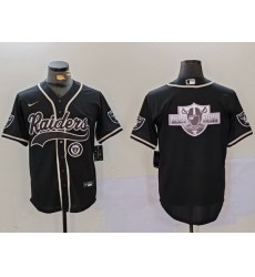 Men Las Vegas Raiders Black Team Big Logo With Patch Cool Base Stitched Baseball Jersey 001 Men Las Vegas Raiders Black Team Big Logo With Patch Cool Base Stitched Baseball Jersey 001