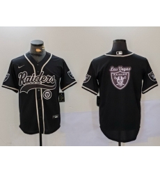 Men Las Vegas Raiders Black Team Big Logo With Patch Cool Base Stitched Baseball Jersey 5 Men Las Vegas Raiders Black Team Big Logo With Patch Cool Base Stitched Baseball Jersey 5