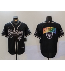 Men Las Vegas Raiders Black Team Big Logo With Patch Cool Base Stitched Baseball Jersey 7 Men Las Vegas Raiders Black Team Big Logo With Patch Cool Base Stitched Baseball Jersey 7