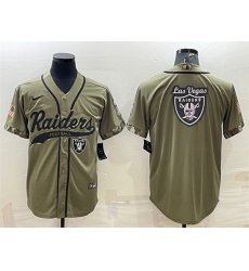 Men Las Vegas Raiders Olive Salute To Service Team Big Logo Cool Base Stitched Baseball Jersey Men Las Vegas Raiders Olive Salute To Service Team Big Logo Cool Base Stitched Baseball Jersey