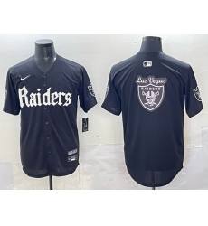 Men Las Vegas Raiders Team Big Logo Black Gothic Sin City Shadows Edition Vapor Limited Stitched Baseball Jersey Men Las Vegas Raiders Team Big Logo Black Gothic Sin City Shadows Edition Vapor Limited Stitched Baseball Jersey