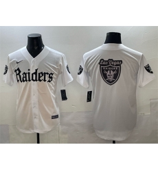 Men Las Vegas Raiders Team Big Logo White Gothic Sin City Shadows Edition Vapor Limited Stitched Baseball Jersey 1