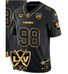 Men Los Vegas Raiders #98 Maxx Crosby Black Gold 2025 Stitched Jersey