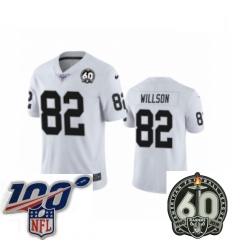 Men Oakland Raiders #82 Luke Willson White 60th Anniversary Vapor Untouchable Limited Player 100th Season Football Jersey Men Oakland Raiders #82 Luke Willson White 60th Anniversary Vapor Untouchable Limited Player 100th Season Football Jersey