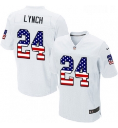 Mens Nike Oakland Raiders 24 Marshawn Lynch Elite White Road USA Flag Fashion NFL Jersey Mens Nike Oakland Raiders 24 Marshawn Lynch Elite White Road USA Flag Fashion NFL Jersey
