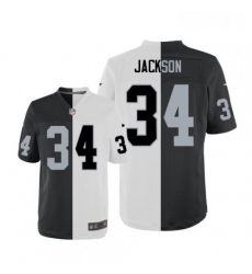 Mens Nike Oakland Raiders 34 Bo Jackson Elite BlackWhite Split Fashion NFL Jersey Mens Nike Oakland Raiders 34 Bo Jackson Elite BlackWhite Split Fashion NFL Jersey