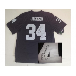 Nike Oakland Raiders 34 Bo Jackson Black Elite Signed NFL Jersey