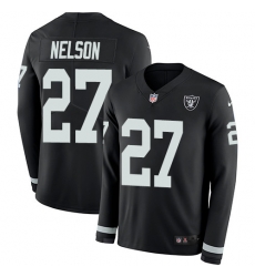 Nike Raiders #27 Reggie Nelson Black Team Color Men Stitched NFL Limited Therma Long Sleeve Jersey Nike Raiders #27 Reggie Nelson Black Team Color Men Stitched NFL Limited Therma Long Sleeve Jersey