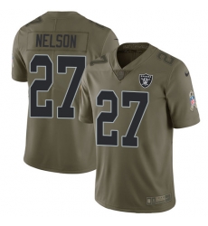 Nike Raiders #27 Reggie Nelson Olive Mens Stitched NFL Limited 2017 Salute To Service Jersey Nike Raiders #27 Reggie Nelson Olive Mens Stitched NFL Limited 2017 Salute To Service Jersey