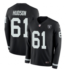 Nike Raiders #61 Rodney Hudson Black Team Color Men Stitched NFL Limited Therma Long Sleeve Jersey Nike Raiders #61 Rodney Hudson Black Team Color Men Stitched NFL Limited Therma Long Sleeve Jersey