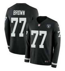 Nike Raiders 77 Trent Brown Black Team Color Men Stitched NFL Limited Therma Long Sleeve Jersey Nike Raiders 77 Trent Brown Black Team Color Men Stitched NFL Limited Therma Long Sleeve Jersey
