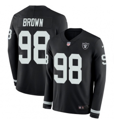 Nike Raiders 98 Trent Brown Black Team Color Men Stitched NFL Limited Therma Long Sleeve Jersey Nike Raiders 98 Trent Brown Black Team Color Men Stitched NFL Limited Therma Long Sleeve Jersey