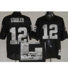 Oakland Raiders 12 Ken Stabler Black Throwback M&N Signed NFL Jerseys Oakland Raiders 12 Ken Stabler Black Throwback M&N Signed NFL Jerseys