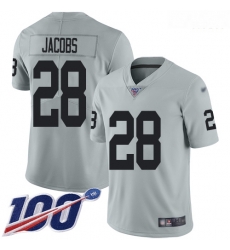 Raiders 28 Josh Jacobs Silver Men Stitched Football Limited Inverted Legend 100th Season Jersey Raiders 28 Josh Jacobs Silver Men Stitched Football Limited Inverted Legend 100th Season Jersey