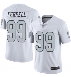 Raiders 99 Clelin Ferrell White Men Stitched Football Limited Rush Jersey Raiders 99 Clelin Ferrell White Men Stitched Football Limited Rush Jersey