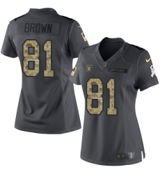 Nike Raiders #81 Tim Brown Black Womens Stitched NFL Limited 2016 Salute to Service Jersey Nike Raiders #81 Tim Brown Black Womens Stitched NFL Limited 2016 Salute to Service Jersey