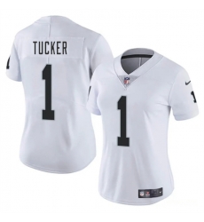 Women Las Vegas Raiders 1 Tre Tucker White 2025 Vapor Stitched Jersey