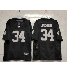 Women Las Vegas Raiders 34 Bo Jackson Black 2025 F U S E  Vapor Stitched Jersey 