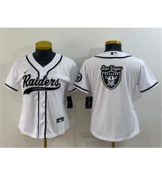 Women Las Vegas Raiders White Team Big Logo With Patch Cool Base Stitched Baseball Jersey Women Las Vegas Raiders White Team Big Logo With Patch Cool Base Stitched Baseball Jersey