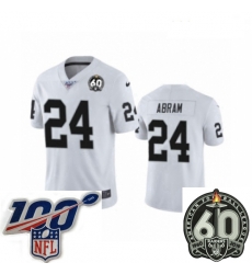 Women Oakland Raiders #24 Johnathan Abram White 60th Anniversary Vapor Untouchable Limited Player 100th Season Football Jersey Women Oakland Raiders #24 Johnathan Abram White 60th Anniversary Vapor Untouchable Limited Player 100th Season Football Jersey