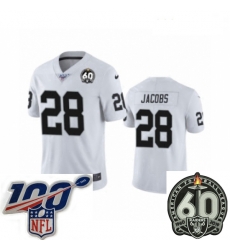 Women Oakland Raiders #28 Josh Jacobs White 60th Anniversary Vapor Untouchable Limited Player 100th Season Football Jersey Women Oakland Raiders #28 Josh Jacobs White 60th Anniversary Vapor Untouchable Limited Player 100th Season Football Jersey