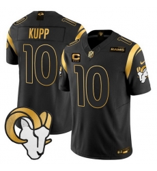 Men Los Angeles Rams 10 Cooper Kupp Black Gold 2025 F U S E  With 3 Star C Patch Vapor Untouchable Stitched Football Jersey