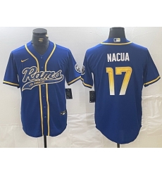Men Los Angeles Rams 17 Puka Nacua Royal Cool Base Stitched Baseball Jersey Men Los Angeles Rams 17 Puka Nacua Royal Cool Base Stitched Baseball Jersey